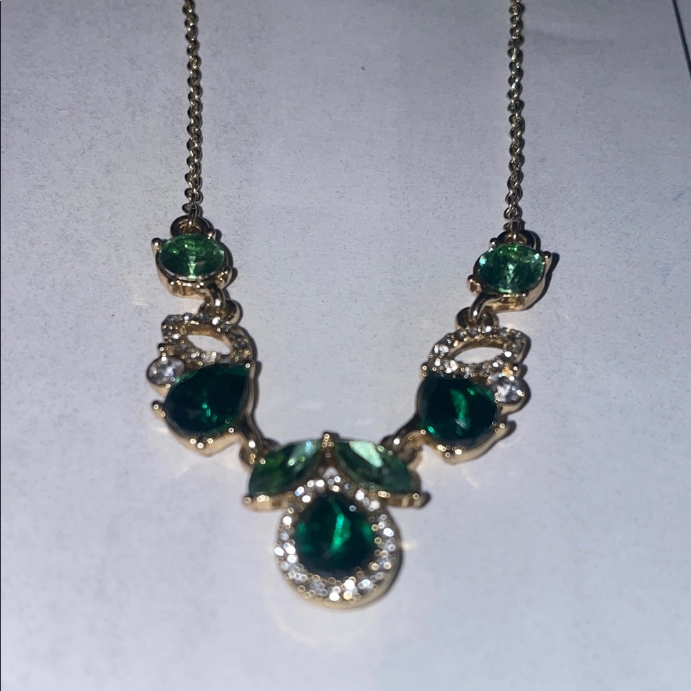 ANNE KLEIN Crystal & Stone Cluster Statement Necklace - Picture 3 of 6